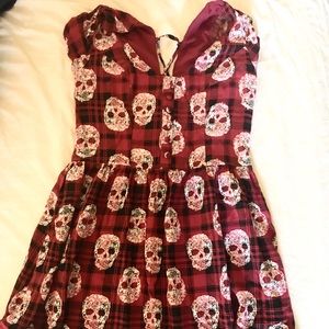 Hot Topic Skull Red Mini Dress XS Flowy